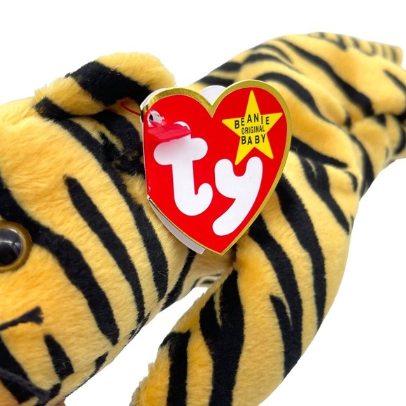 TY Beanie Babies Baby STRIPES the BENGAL TIGER Cat PVC Pellets RETIRED Vintage - Picture 10 of 14